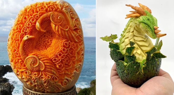 Master Fruit Carver Creates Astounding Food Sculptures Too Beautiful To Be Eaten